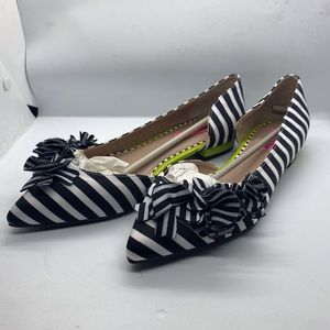 Betsy Johnson Tutu Black/White Striped Flats Brand New (Size 8.5)